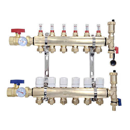 Brass manifold 2 circuits 3/4 EK